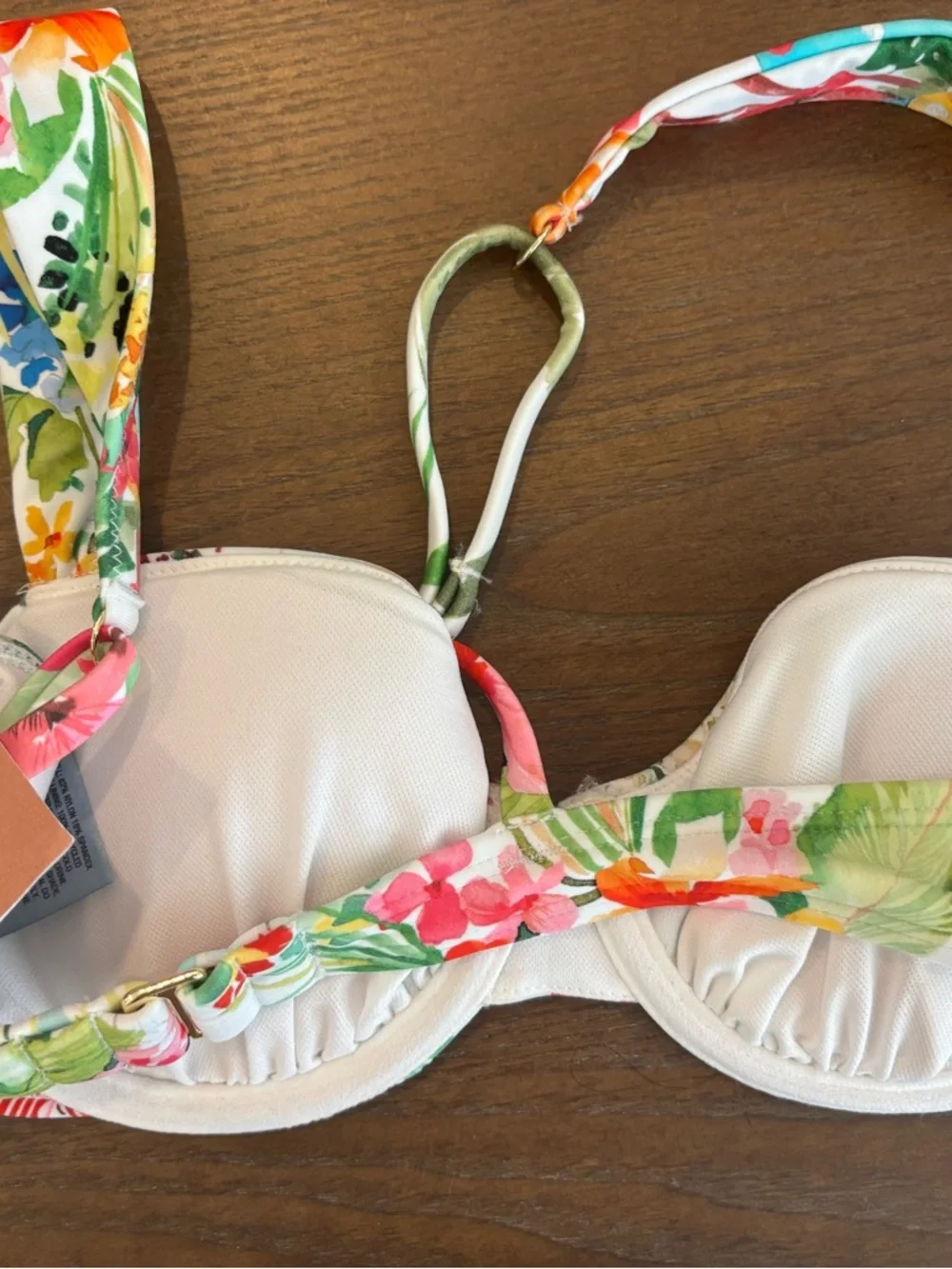 BUNDLE $3/$15  Shade & Shore White Floral Citrus Print Underwire Bikini Top 32B